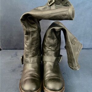 Steve Madden Black Leather Buckeye Boots